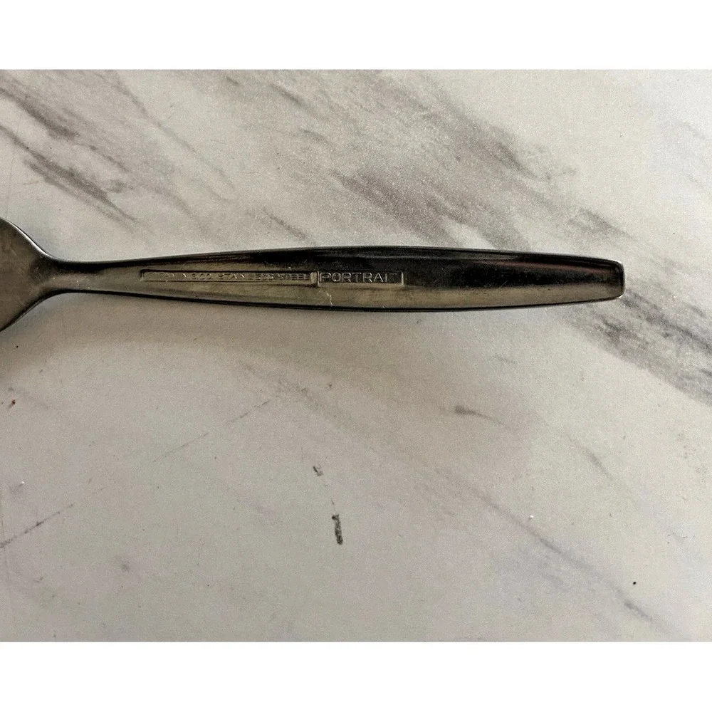 Vintage N.S. Co. Japan Portrait Salad Cocktail Fork Stainless Steel 6